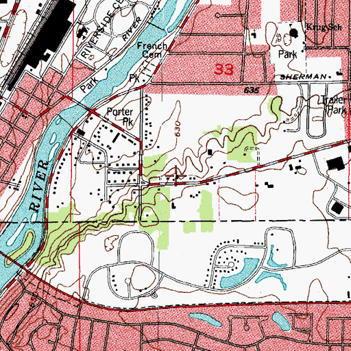 Topographic Map of Calvary Baptist Church, IL