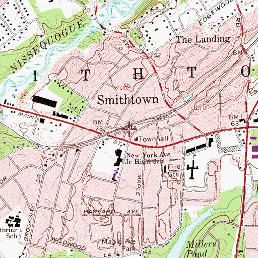 Topographic Map of Smithtown Station, NY