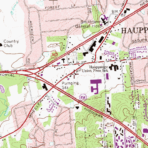Topographic Map of Hauppauge Fire Station, NY