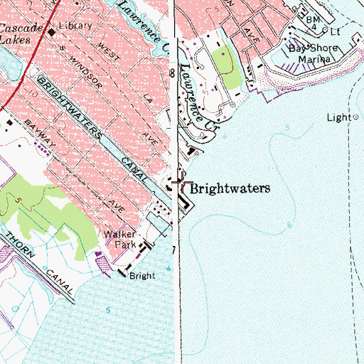 Topographic Map of Brightwaters Beach And Cabana Club, NY