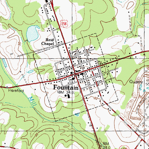 Topographic Map of Fountain Police Department, NC