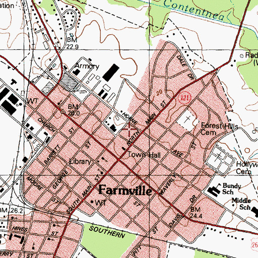 Topographic Map of Farmville Police Department, NC