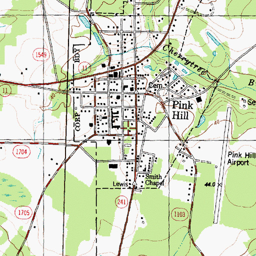 Topographic Map of Pink Hill Police Department, NC