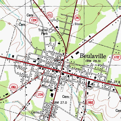 Topographic Map of Beulaville Police Department, NC