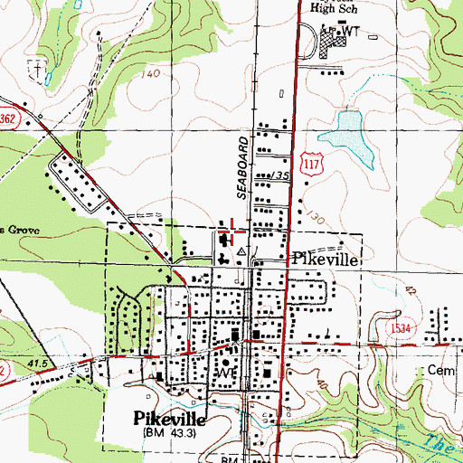 Topographic Map of Pikeville Police Department, NC