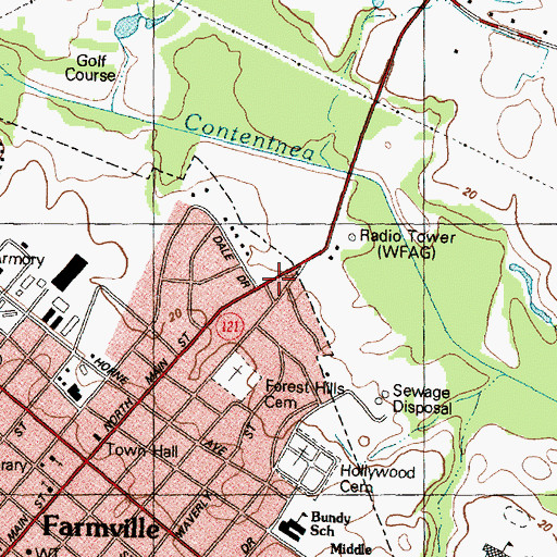 Topographic Map of Farmville Police Department, NC
