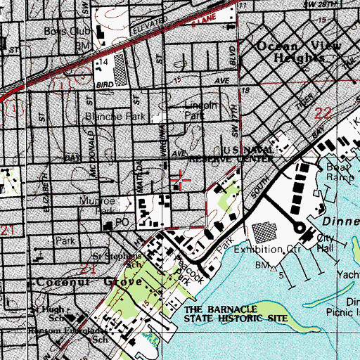 Topographic Map of City of Miami Department of Fire Rescue Station 8, FL