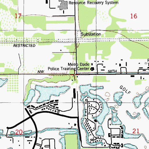 Topographic Map of Miami - Dade County Doral Fire Rescue Station 45, FL