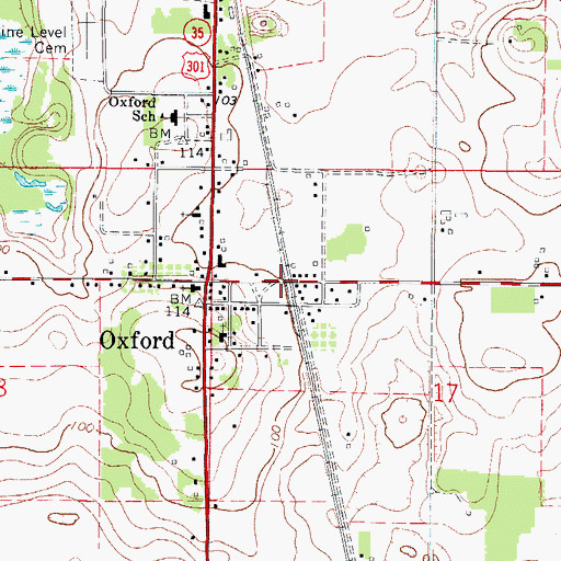 Topographic Map of Sumter County Fire and Rescue Station 32 Oxford Fire District, FL