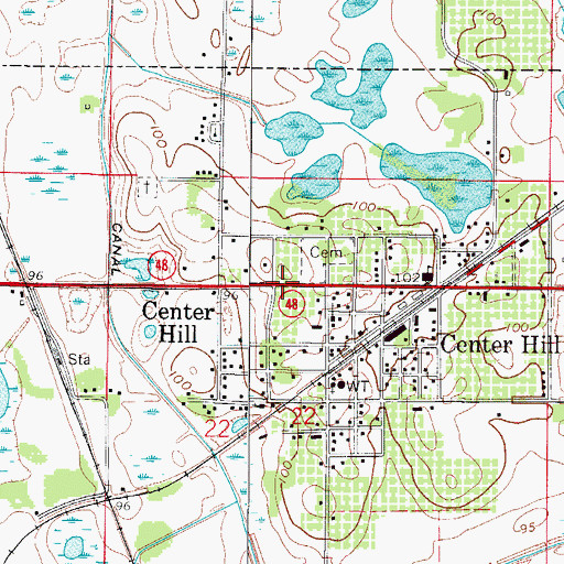 Topographic Map of Sumter County Fire Department And Rescue Station 14 Center Hill Fire District, FL