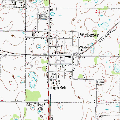 Topographic Map of Sumter County Fire and Rescue Department Station 12 Webster Fire District, FL