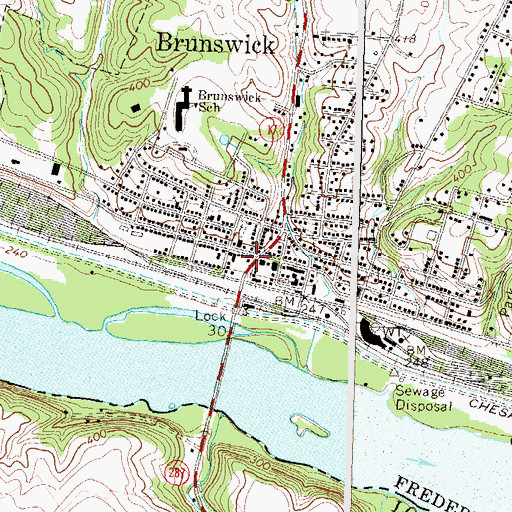 Topographic Map of Brunswick Volunteer Ambulance and Rescue Company Station 19, MD