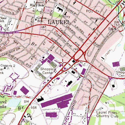 Topographic Map of Laurel College Center, MD