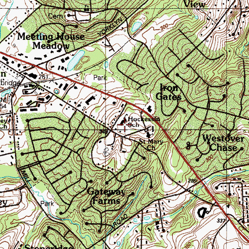 Topographic Map of Hockessin School, DE