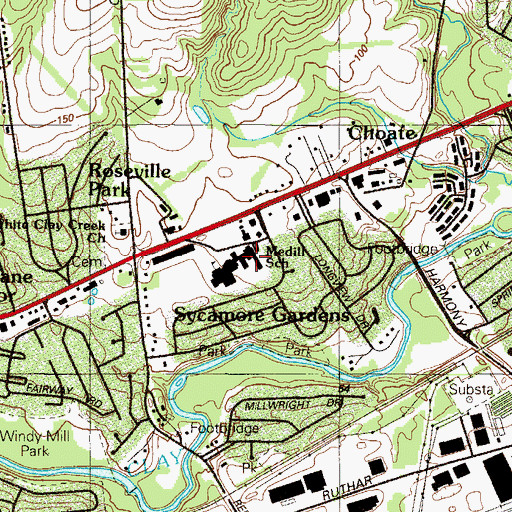 Topographic Map of Shue-Medill School, DE