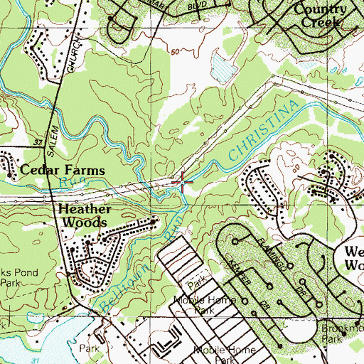 Topographic Map of Muddy Run, DE