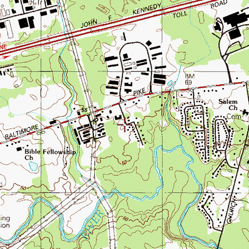 Topographic Map of Deer Run, DE