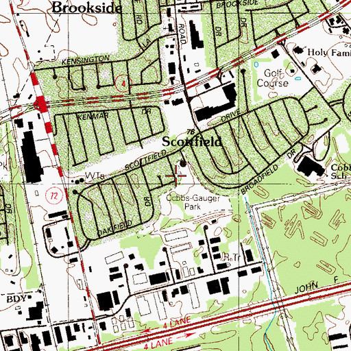Topographic Map of Scottfield, DE