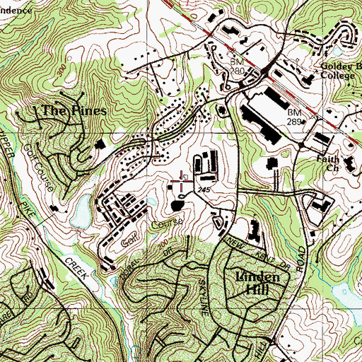 Topographic Map of Pike Creek Valley, DE