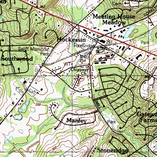 Topographic Map of Heatherton, DE