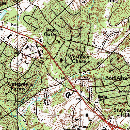 Topographic Map of Berkeley Ridge, DE