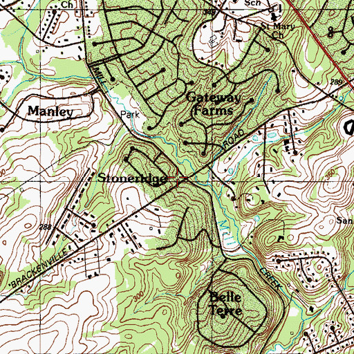 Topographic Map of Stoneridge, DE