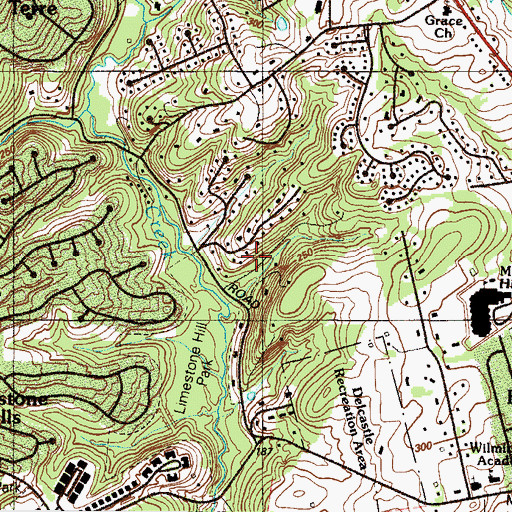Topographic Map of Mockingbird Hill, DE