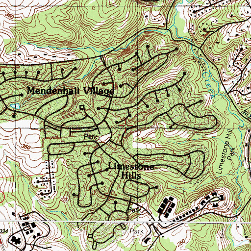 Topographic Map of Mendenhall Village, DE