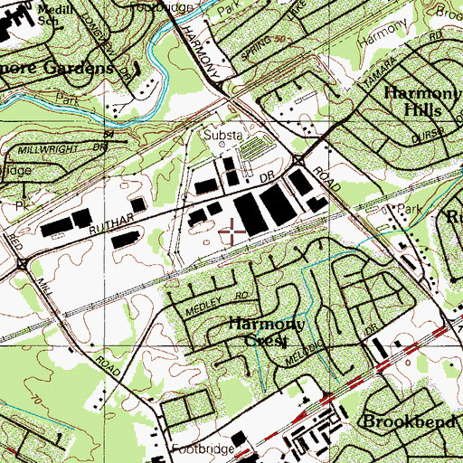 Topographic Map of Harmony Industrial Park, DE
