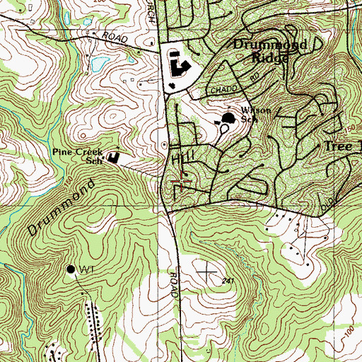 Topographic Map of Drummond Hill, DE