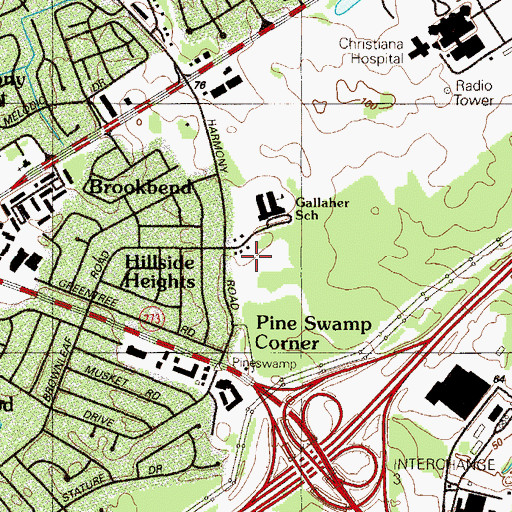 Topographic Map of Strawbridge Christiana Mall Helipad, DE