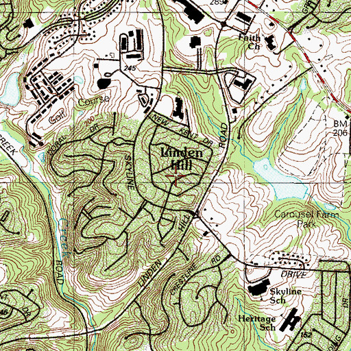 Topographic Map of Linden Hill, DE