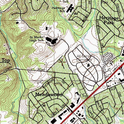 Topographic Map of Pennock, DE