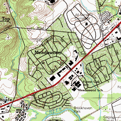 Topographic Map of Meadowood, DE