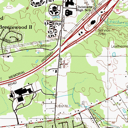Topographic Map of Christiana Industrial Park, DE