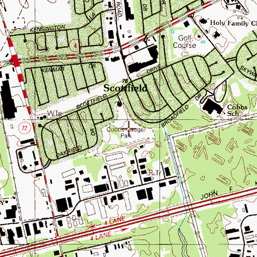 Topographic Map of Cobbs-Gauger Park, DE