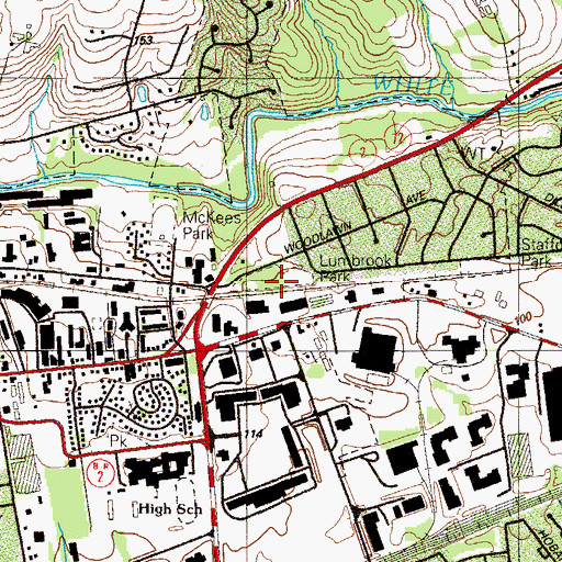Topographic Map of Lumbrook Park, DE
