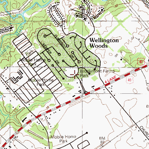 Topographic Map of Brookmont Farms Park, DE