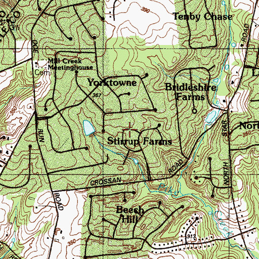 Topographic Map of Stirrup Farms, DE