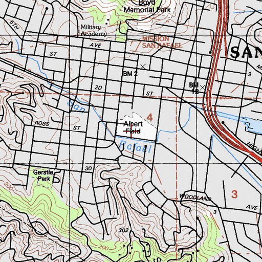 Topographic Map of Albert Field, CA