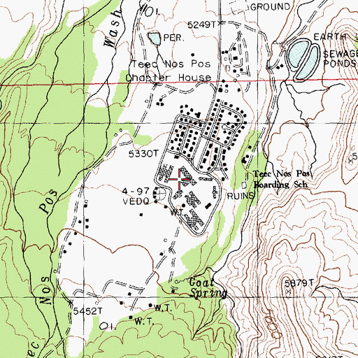 Topographic Map of Tiis Nazbas Community School, AZ