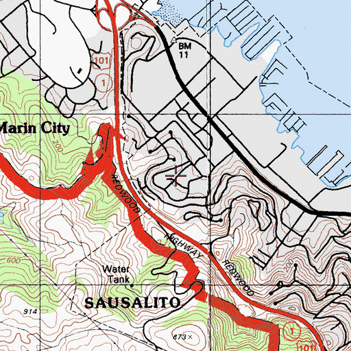 Topographic Map of Bayside Elementary School, CA