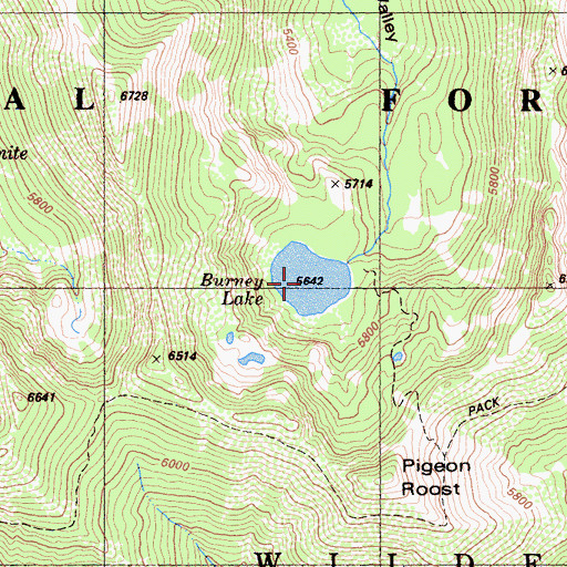 Topographic Map of Burney Lake, CA