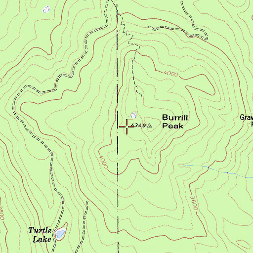 Topographic Map of Burrill Peak, CA