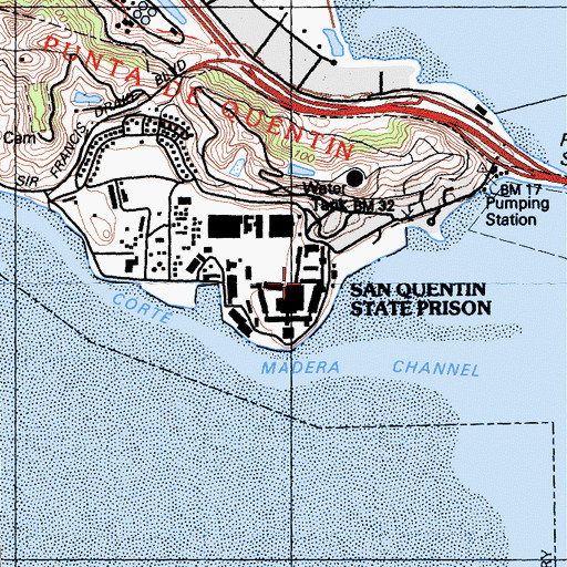 Topographic Map of San Quentin State Prison, CA