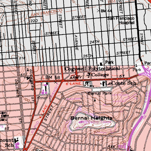 Topographic Map of Cogswell Polytechnical College, CA