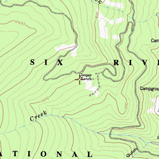 Topographic Map of Cooper Ranch, CA