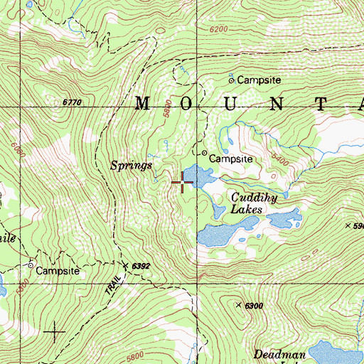 Topographic Map of Cuddihy Lakes, CA