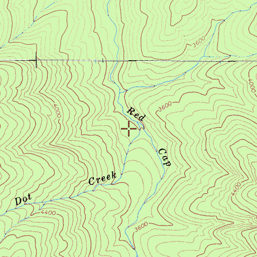 Topographic Map of Dot Creek, CA