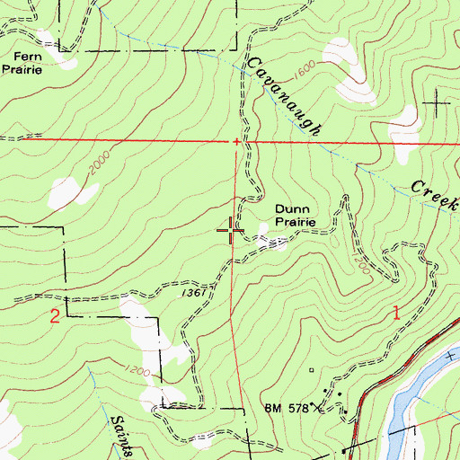 Topographic Map of Dunn Prairie, CA